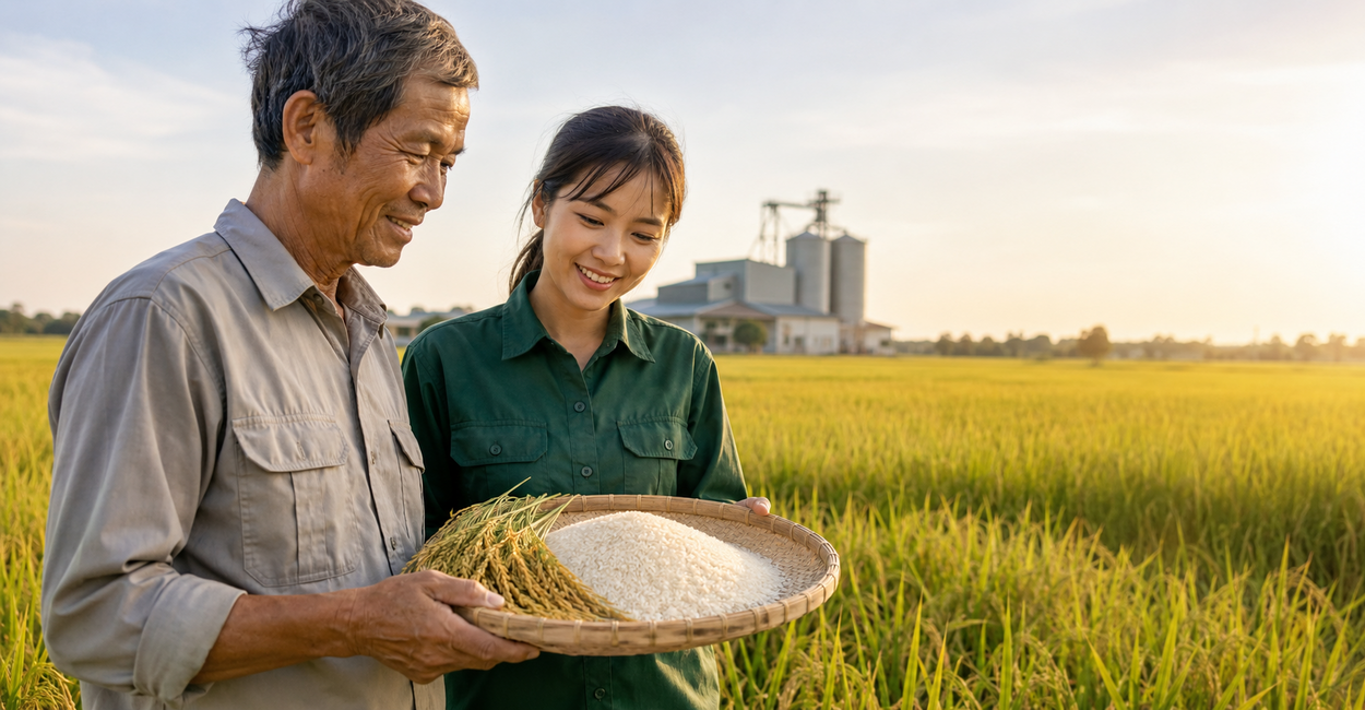 Người nông dân và nhân sự Green And Glory cùng gìn giữ giá trị hạt gạo